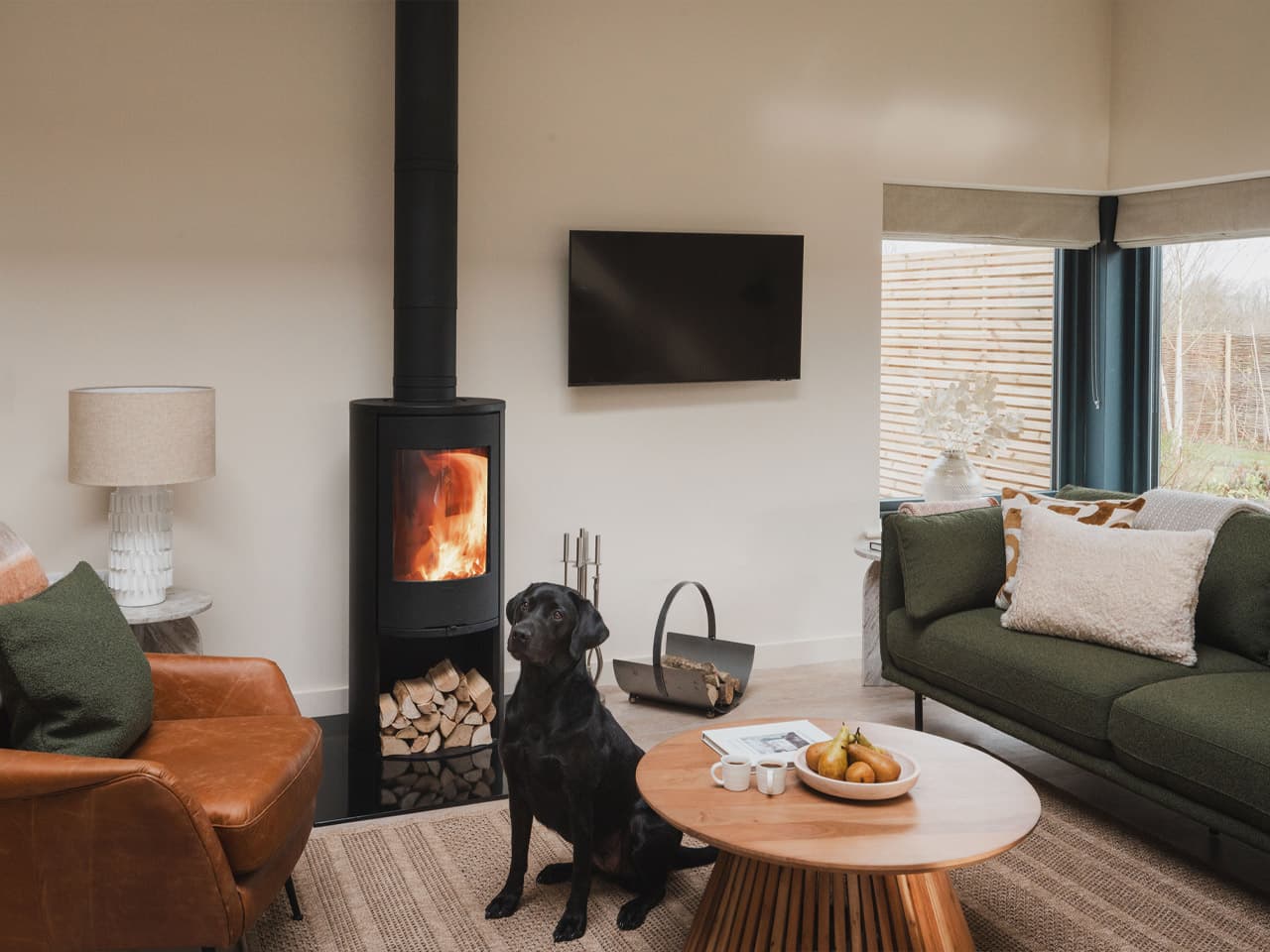 Wood burner at Windmill Hill barn